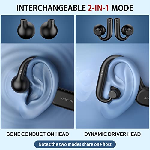 iqua Bone Conduction Earbuds, Open Ear Headphones Sports Bluetooth Earbuds, Bluetooth Headphones with Built-in Mic 2 in 1 Headset,IP56 Waterproof Headphones for Workouts Running Bicycling Hiking