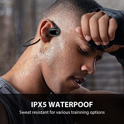 Bone Conduction Headphones, Open Ear Headphones, Bluetooth Wireless Earbuds for Running with Hi-Fi Stereo Sound Noise Cancelling Mic, Waterproof Headset for Marathon Skateboarding Cycling