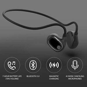 Bone Conduction Headphones, Open Ear Headphones, Bluetooth Wireless Earbuds for Running with Hi-Fi Stereo Sound Noise Cancelling Mic, Waterproof Headset for Marathon Skateboarding Cycling