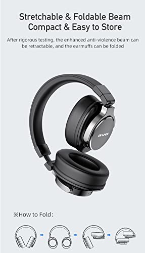 AWEI A710BL ANC Active Noise Cancelling Headphones Bluetooth 5.0, Stereo Headphones, Wireless and Wired Switching at Will, Stereo High Sound Quality, Shocking Bass Effect, Clear Calls (Black)