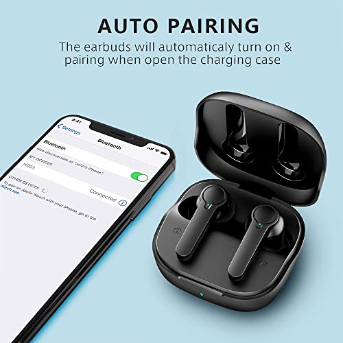 WPOW Wireless Earbuds,Noise Cancelling Earbuds Built-in 4 Mic, Bluetooth Headphones，IPX5 Waterproof, Deep Bass Bluetooth 5.1,Music Earbuds,Gaming Headphones