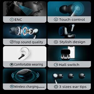 WPOW Wireless Earbuds,Noise Cancelling Earbuds Built-in 4 Mic, Bluetooth Headphones，IPX5 Waterproof, Deep Bass Bluetooth 5.1,Music Earbuds,Gaming Headphones