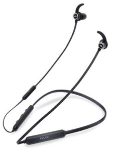 nvx nektek2 behind-the-neck bluetooth wireless headphones – 10 hour playback time – comfortmax memory foam tips – fast 40 minute charge time – built-in microphone
