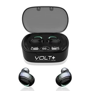volt plus tech wireless v5.1 pro earbuds compatible with samsung qled 4k q70b smart tv ipx3 bluetooth touch waterproof/sweatproof/noise reduction with mic (black)
