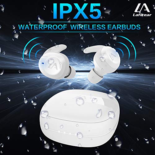 Lafitear Wireless Earbuds Bluetooth 5.0, Waterproof Sports Earphones w/Mic, Touch Control, Deep Bass Sound, One Step Pairing, in-Ear Headset for Sport/Travel/Gym