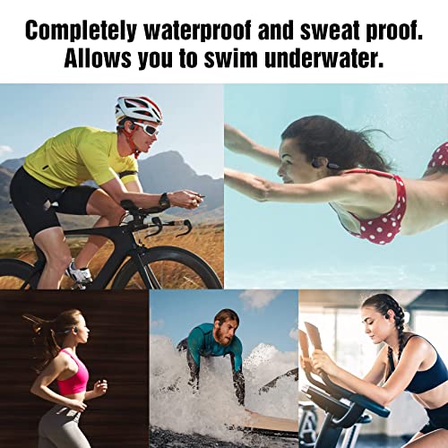 Bone Conduction Headphones, IPX8 Waterproof Headsets for Swimming, 8H Playtime, Open Ear Bluetooth Wireless Earphones with 8GB Flash Memory, for Running, Diving, Workout, Cycling
