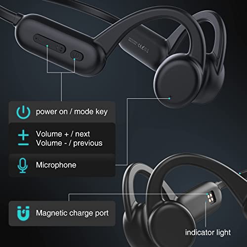 Bone Conduction Headphones, IPX8 Waterproof Headsets for Swimming, 8H Playtime, Open Ear Bluetooth Wireless Earphones with 8GB Flash Memory, for Running, Diving, Workout, Cycling