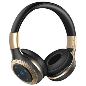 wesadn active noise cancelling headphones bluetooth headphones wireless wired over ear headphones with microphone foldable gaming headset stereo bass 20h playtime for laptop smartphone tablet tv gold