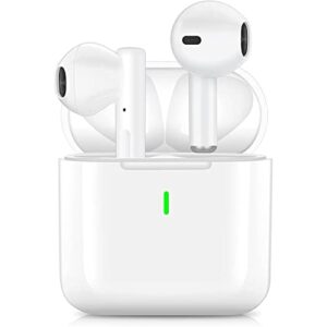 wireless earbuds bluetooth 5.1 headphones 30h playtime in-ear hi-fi stereo sound noise cancellation mic ipx7 waterproof headset for iphone/samsung/android/pc white