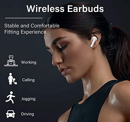 Wireless Earbuds Bluetooth 5.1 Headphones 30H Playtime in-Ear Hi-Fi Stereo Sound Noise Cancellation Mic IPX7 Waterproof Headset for iPhone/Samsung/Android/PC White