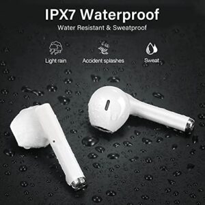 Wireless Earbuds Bluetooth 5.1 Headphones 30H Playtime in-Ear Hi-Fi Stereo Sound Noise Cancellation Mic IPX7 Waterproof Headset for iPhone/Samsung/Android/PC White