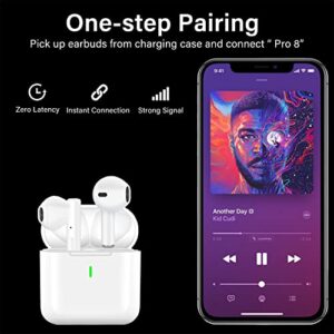 Wireless Earbuds Bluetooth 5.1 Headphones 30H Playtime in-Ear Hi-Fi Stereo Sound Noise Cancellation Mic IPX7 Waterproof Headset for iPhone/Samsung/Android/PC White