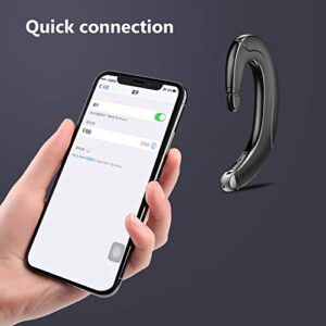 Heave Bluetooth Headset with Mic,Bone Conduction Ear Hook Earphone Wireless Bluetooth V5.0 Stereo Headphones,Lightweight & 10 Hours Playtime Black