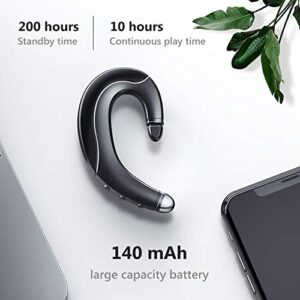 Heave Bluetooth Headset with Mic,Bone Conduction Ear Hook Earphone Wireless Bluetooth V5.0 Stereo Headphones,Lightweight & 10 Hours Playtime Black