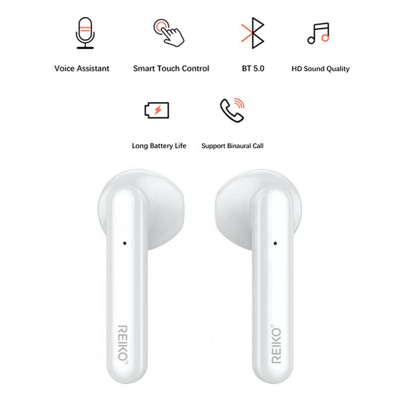 TWS Wireless Bluetooth 5.0 Earbuds with Charging Case for Motorola Moto z4 in-Ear Earphones Headset with Mic and Touch Control - White