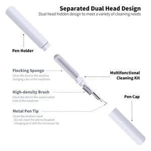 Earbuds Cleaning Kit, Multi-Function Cleaning Pen for Bluetooth Headset, Headphone Cleaner for Earbuds, Wireless Earphones Case Cleaning Tools (2 Pcs White)