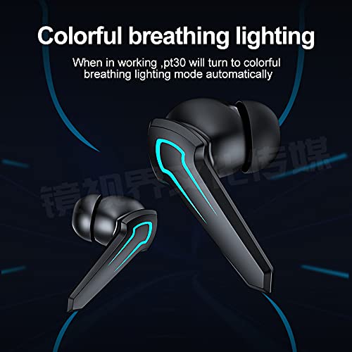 VEXOTRONIC - P30 True Wireless Earbuds HiFi Sound Low-Latency, Gaming Earphones TWS Headsets Bluetooth 5.2, Compatible with iOS, Android, Windows, and Switch. Gaming Computer Laptop TV Sport (Black)