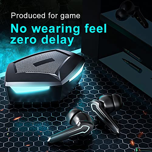 VEXOTRONIC - P30 True Wireless Earbuds HiFi Sound Low-Latency, Gaming Earphones TWS Headsets Bluetooth 5.2, Compatible with iOS, Android, Windows, and Switch. Gaming Computer Laptop TV Sport (Black)