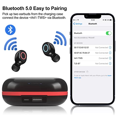 Wireless Earbuds Bluetooth in Ear Headphones for iPhone 14 Pro Max Build in Microphone Noise Cancelling Stereo Headset with Charge Case 40H Play for Galaxy S22 Ultra Galaxy Z Flip 3 Fold S21 FE