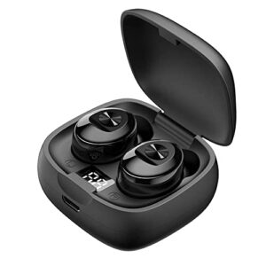 bluetooth 5.0 wireless earbuds,deep bass sound 15h playtime ipx5 waterproof earphones call clear with microphone in-ear stereo headphones comfortable for iphone, android