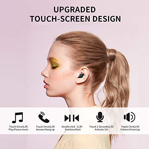 Bluetooth 5.0 Wireless Earbuds,Deep Bass Sound 15H Playtime IPX5 Waterproof Earphones Call Clear with Microphone in-Ear Stereo Headphones Comfortable for iPhone, Android