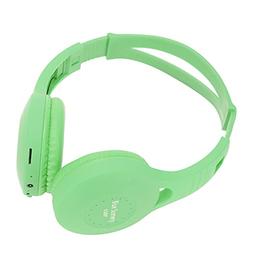 FASJ Wireless Headphones, Bluetooth5.0 Stereo Adjustable On Ear Gaming Headphone with Microphone /3.5mm Interface Supporting FM Memory Card, Noise Cancelling Headset for Sports Travel Work(Green)