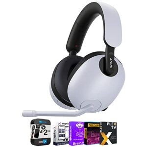 sony whg700/w inzone h7 wireless gaming headset, white bundle with 2 yr cps enhanced protection pack and tech smart usa audio entertainment essentials bundle 2020