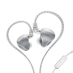 KZ-AST in-Ear Monitors, 24BA Top-Level Configuration HiFi Stereo Earphones, Lightweight Noise Isolating Stage IEM Wired Earbuds/Headphones for Musician Audiophile (with Mic, Silvery)