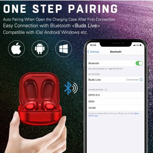 UrbanX Street Buds Live True Wireless Earbud Headphones for Samsung Galaxy M02 - Wireless Earbuds w/Active Noise Cancelling - RED (US Version with Warranty)