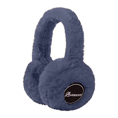 Niaviben Headphones Plush Bluetooth Earphones Over-Ear Foldable Winter Plus Velvet Warm Wireless Music Bluetooth Headset with Microphone Blue