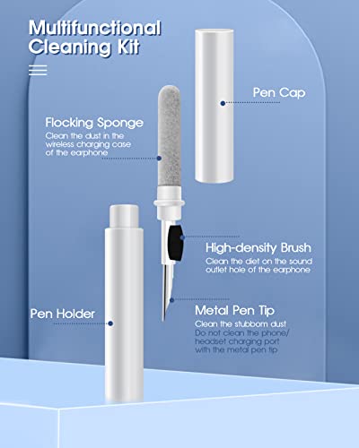 SRJTEK Bluetooth Earphones Cleaning Pen for AirPods Charging Case,Multi Function Cleaner Kit with Soft Brush for Huawei for Samsung Earbuds