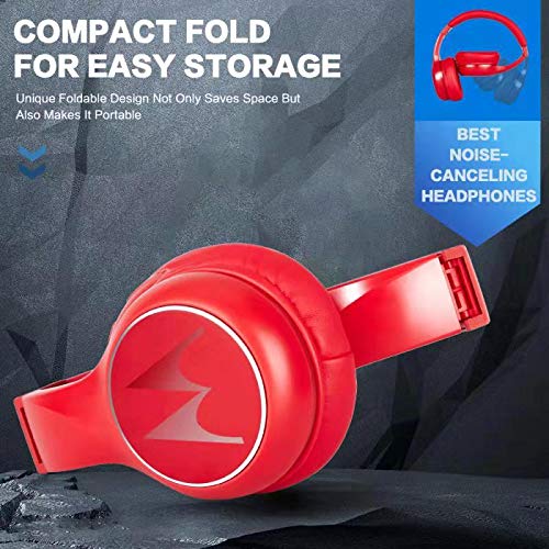 Motorola Escape 220 Passive Noise Canceling Headphones | Bluetooth Headphones with Microphone | Wireless Headphones with 24 Hour Battery Life | Voice Assistant Compatible Headphones (Red)