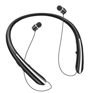 cheng fei ke bluetooth headphones,retractable wireless earbuds neckband headset sports noise cancelling stereo earphones with mic 24 hrs playtime call vibrate alert (black)