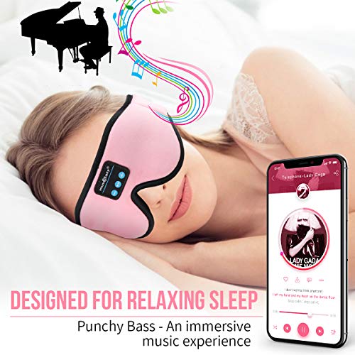 MUSICOZY Sleep Headphones 3D Bluetooth 5.2 Wireless Sleep Mask, Sleeping Headphones Music Eye Mask Earbuds for Side Sleepers, Air Travel, Meditation, Built-in Ultra Soft Thin Speakers, Pack of 2