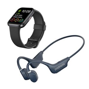 padmate c21 alexa smart watch & s26 air conduction sport headset headphones