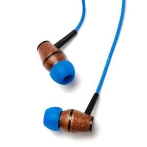 Symphonized XTC Premium Genuine Wood in-Ear Noise-isolating Headphones with Microphone (Blue Nylon Cord)