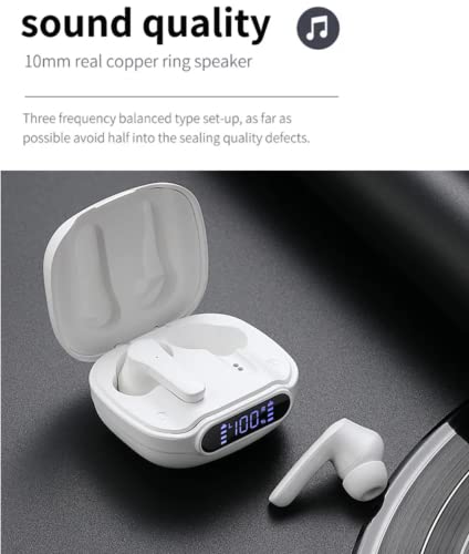 Wireless Earbuds, Bluetooth Ear Buds HiFi Stereo Sound Deep Bass Headphones with LED Charging Case for Asus Zenfone 8 Touch Control, Noise Cancelling Mic, IPX7 Waterproof Earphones