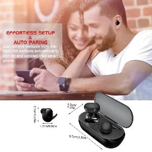 Y30 Wireless Bluetooth Headset 5.0 in-Ear Mini Earphone,Color Black