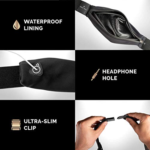 Back Bay Duet 50 Pro Wireless Bluetooth Earbuds and Slim Running Belt for Women, Men. 130 Hour Long Battery Life with Charging Case. Waterproof iPhone Holder Waistband for Runners