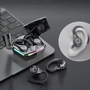 TWS 5.3 Earhook Earbuds Touch Control Waterproof Stereo Sport Gaming Headset with Mic Headphone Wireless Earphone,Black