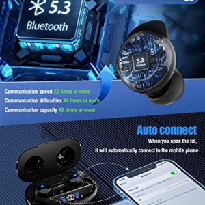 Wireless Earbuds, Bluetooth 5.3 Headset with Dual LED Display, in-Ear Bluetooth Earphones IP7 Waterproof Headphones for Sport,Workout,Gaming