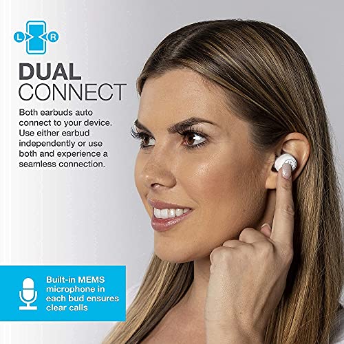 JLab Go Air True Wireless Bluetooth Earbuds with Charging case White + Cloud Foam Mnemonic Earbud Tips