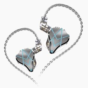 kz asx in-ear monitors, 10 balanced armatures units per side customized hifi iem wired earphones/earbuds/headphones with detachable cable 2pin for musician audiophile (without mic, white)