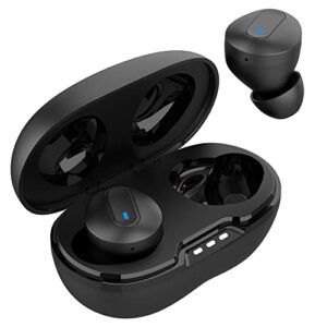 wireless v5.1 bluetooth earbuds compatible with samsung galaxy a20 with extended charging pack case for in ear headphones. (v5.1 black)