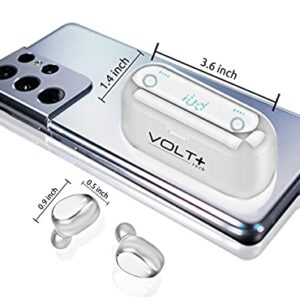 Volt Plus TECH Wireless V5.0 Bluetooth Earbuds Compatible with Samsung Galaxy J7 Prime T-Mobile LED Display, Mic 8D Bass IPX7 Waterproof/Sweatproof (White)