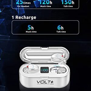 Volt Plus TECH Wireless V5.0 Bluetooth Earbuds Compatible with Samsung Galaxy J7 Prime T-Mobile LED Display, Mic 8D Bass IPX7 Waterproof/Sweatproof (White)