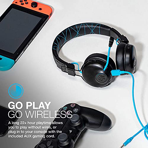 JLab Audio Play Gaming Wireless Headset | 22+ Hour Bluetooth 5 Playtime 60ms Super-Low Latency for Mobile Gameplay | Retractable Boom Mic | AUX Gaming Cord Compatible with Gaming Consoles (Renewed)