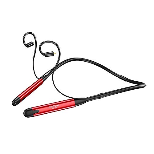 Linsoul BLON BL-H2 Bluetooth 5.0 Wireless Lightweight Earphone Cable Module Earhook, IPX4 Water Resistant for Sport (Straight Plug, Red)