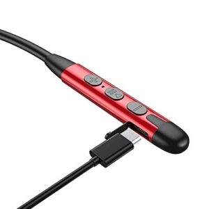 Linsoul BLON BL-H2 Bluetooth 5.0 Wireless Lightweight Earphone Cable Module Earhook, IPX4 Water Resistant for Sport (Straight Plug, Red)