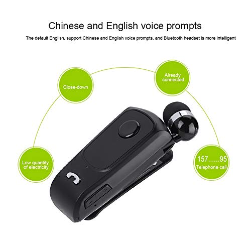 Pomya Bluetooth Headset, Fineblue F920 Sports Bluetooth Earpiece, Retractable Handsfree Earphone, Anti-Lost Function Telescopic Headphones(Black)